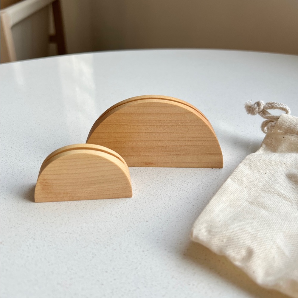 Handmade Half Moon Wood Card / Photo Holders